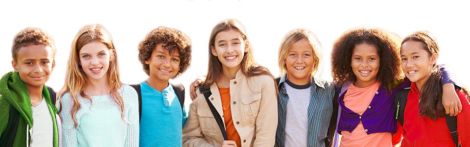 group of happy adolescent kids